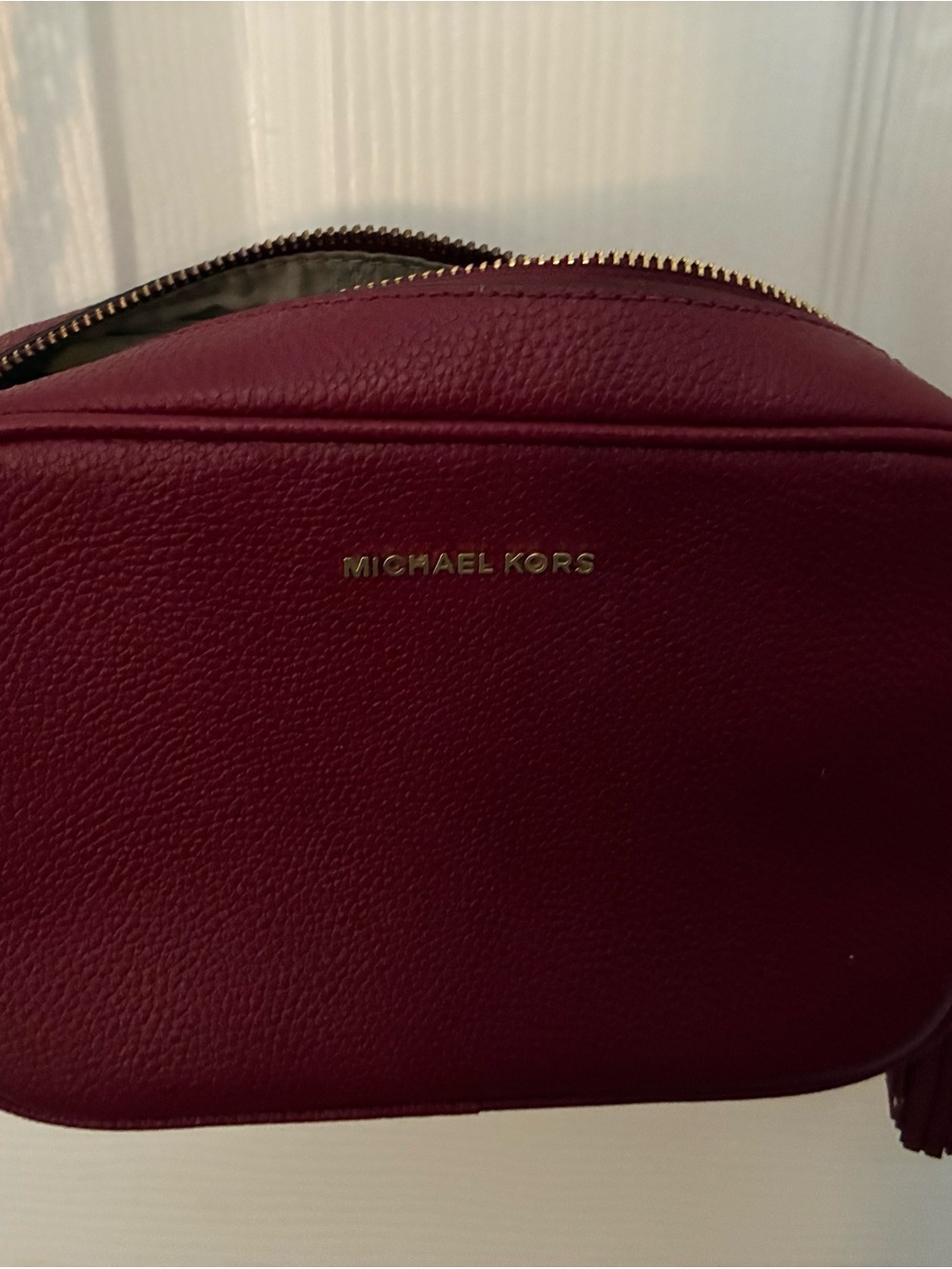 Michael Kors Burgundy Leather Crossbody with Gold Hardware